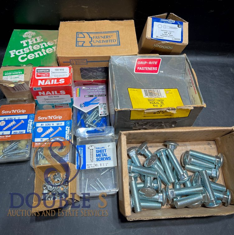 Hardware Fasteners Including Bolts, Nails, and Screws