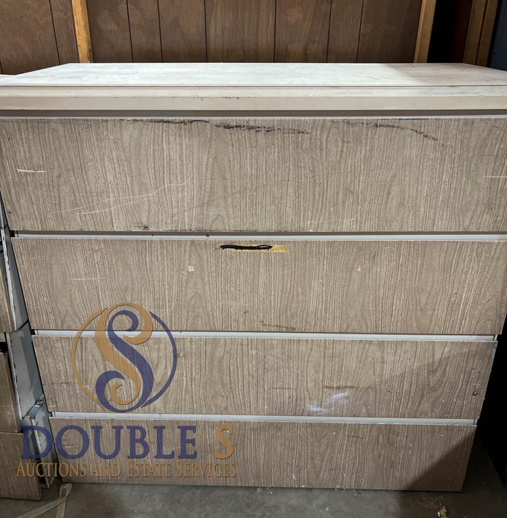 Four-Drawer Wooden Filing Cabinet with Metal Accents