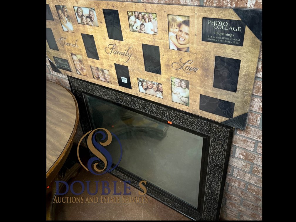 Mirror with Ornate Black Frame (33x41 Inches) and Photo Collage Wall Frame
