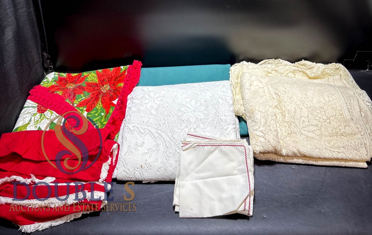 Fabric and Textile Lot: Lace, Solid, and Patterned Materials