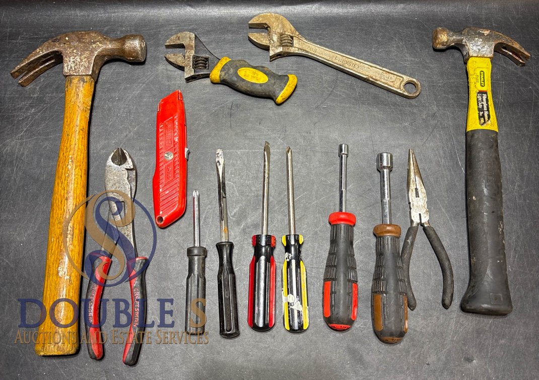 Hand Tool Set Including Hammers, Screwdrivers, and Utility Knife