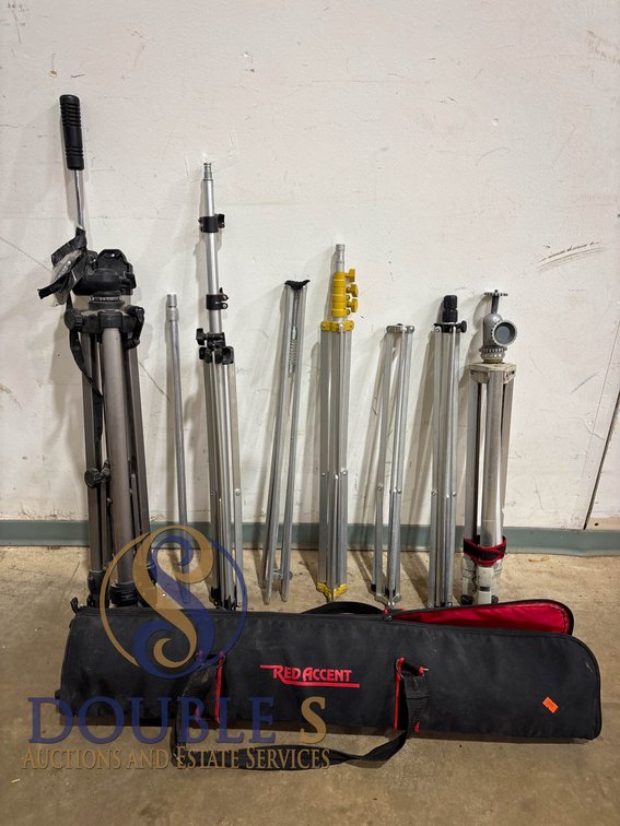 Metal Tripods and Light Stands with Red Accent Carrying Case