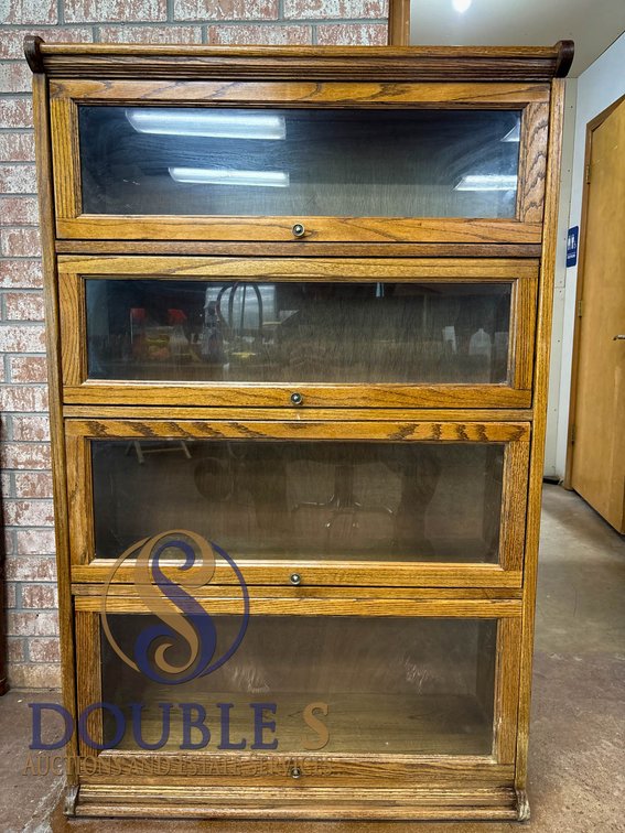 Barrister Oak Bookcase with Four Glass Sections