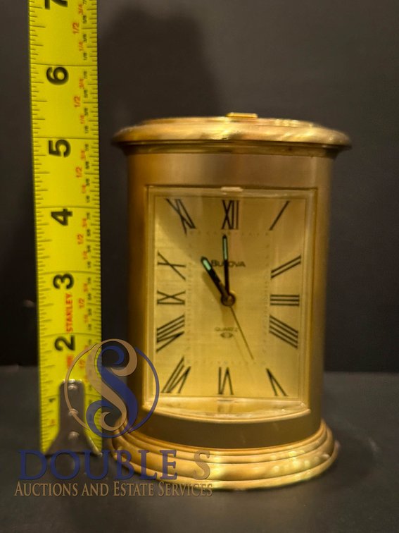 Bulova Cylindrical Quartz Table Clock with Roman Numerals