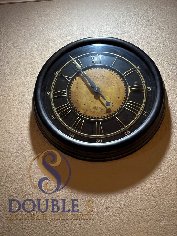24-Inch Round Wall Clock With Roman Numerals and Black Frame