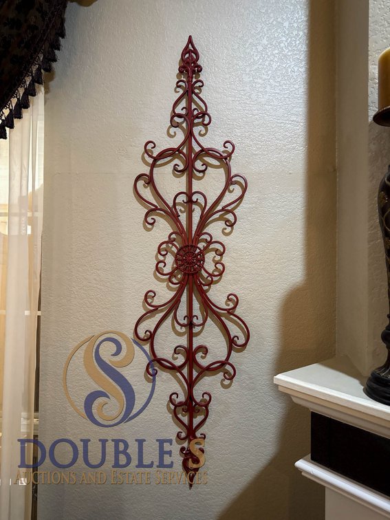 2- Burnt Red Metal Wall Decor Pieces, 52 in Each