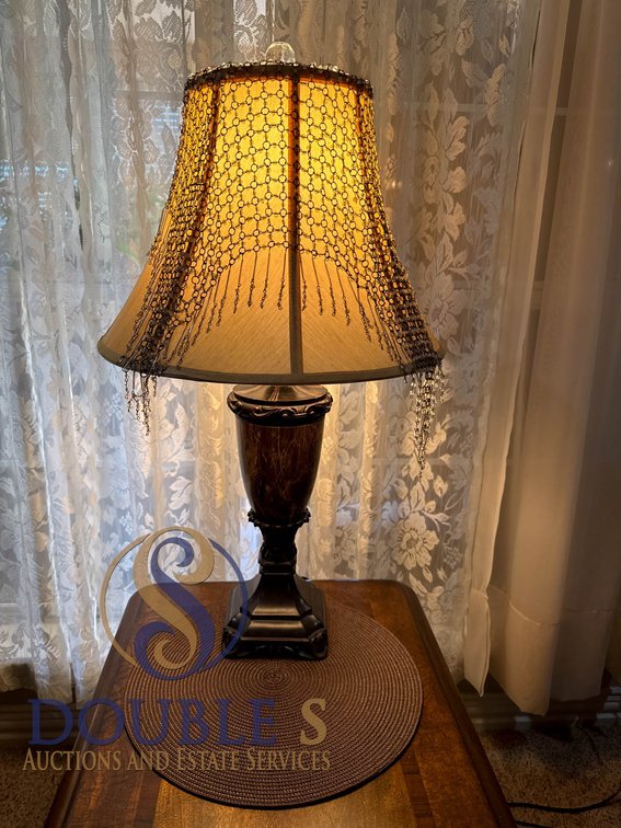 2- Table Lamps with Beaded Shades, 28.5 in