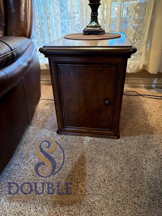 Wooden End Table with Cabinet Storage, 25 x 18.5 x 22.5 Inches