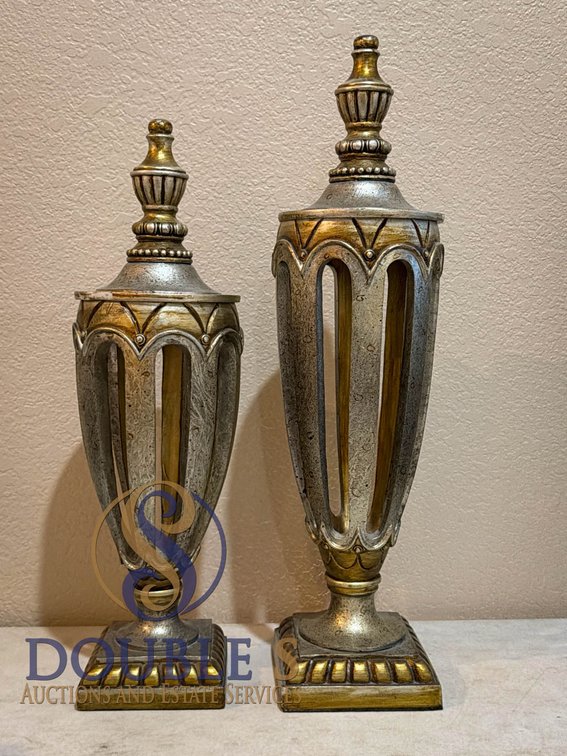 Decorative Silver and Gold Metal Finials with Removable Tops