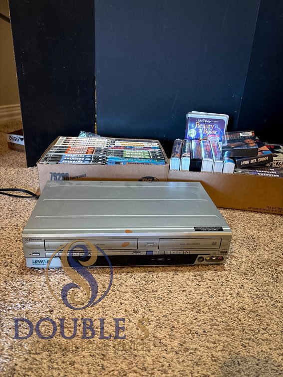 Emerson VHS/DVD Player with Lot of VHS Tapes Including Disney Titles