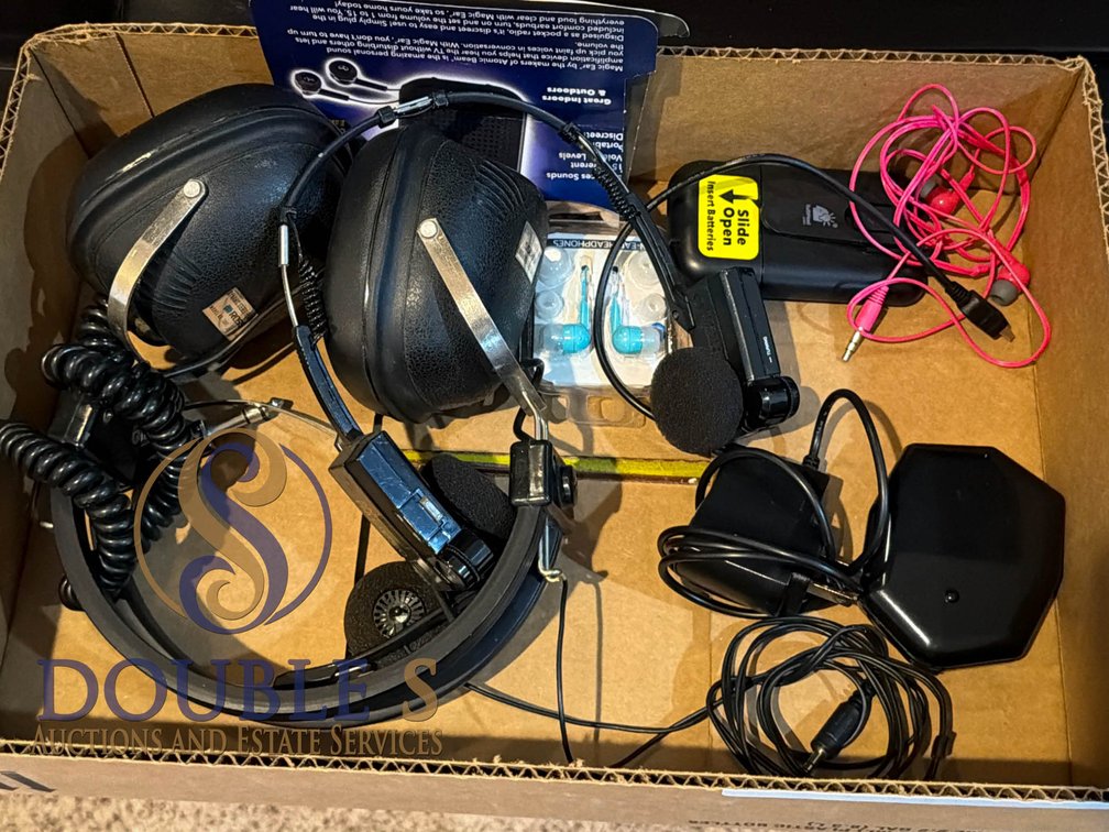 Vintage Ross and GE Headphones With Accessories