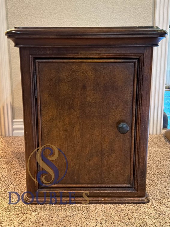 Wooden Side Cabinet with Single Door and Inlaid Top, 27"x22"x19"