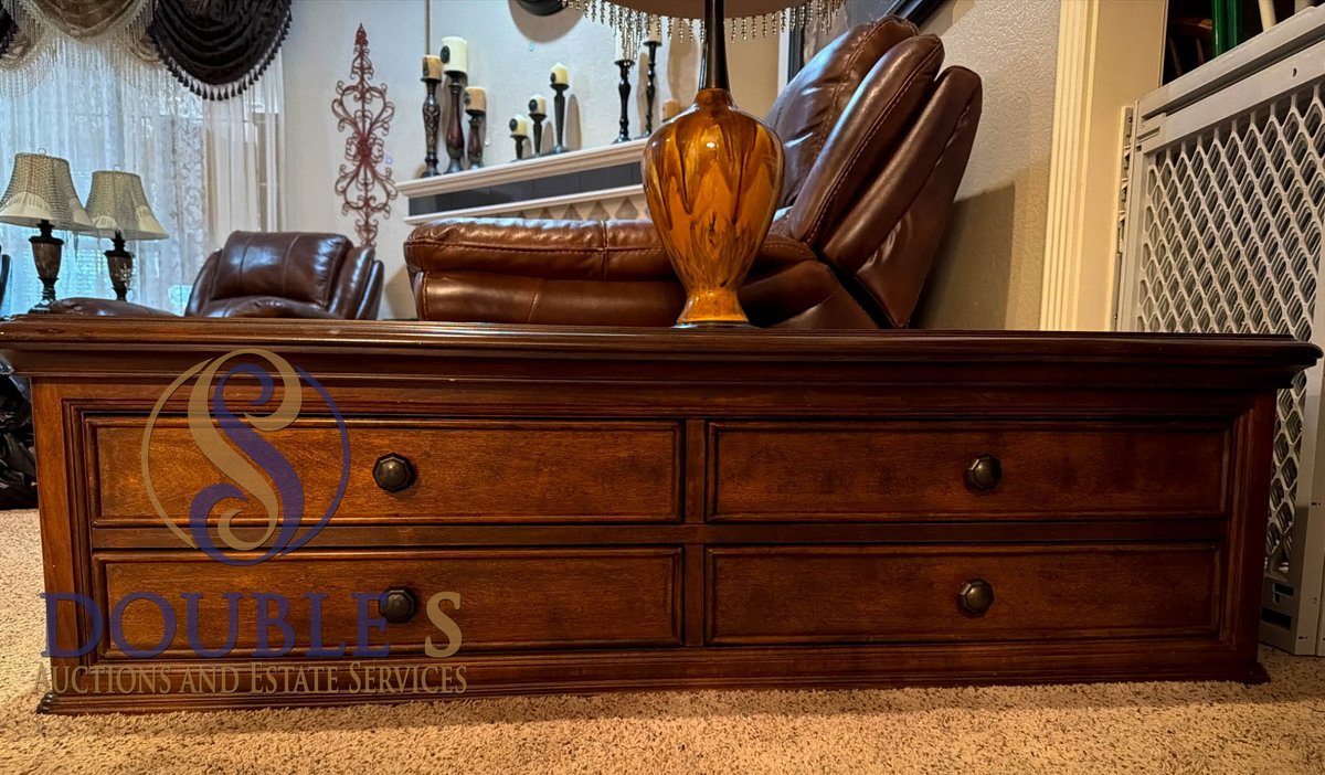 Wood Coffee Table with Four Drawers and Molded Edges, 28”x52”x15”