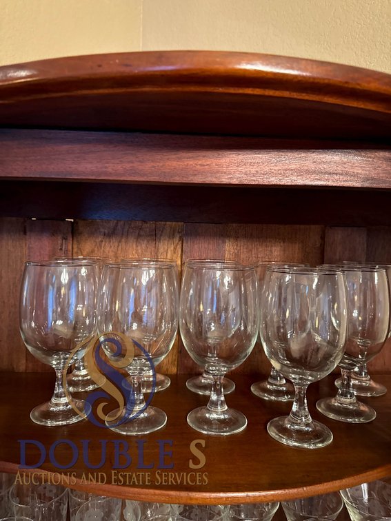 10 Clear Glass Stemmed Goblets