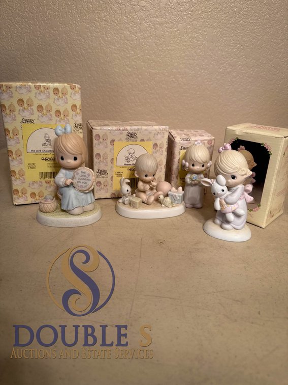 4 Precious Moments Ceramic Figurines with Original Boxes