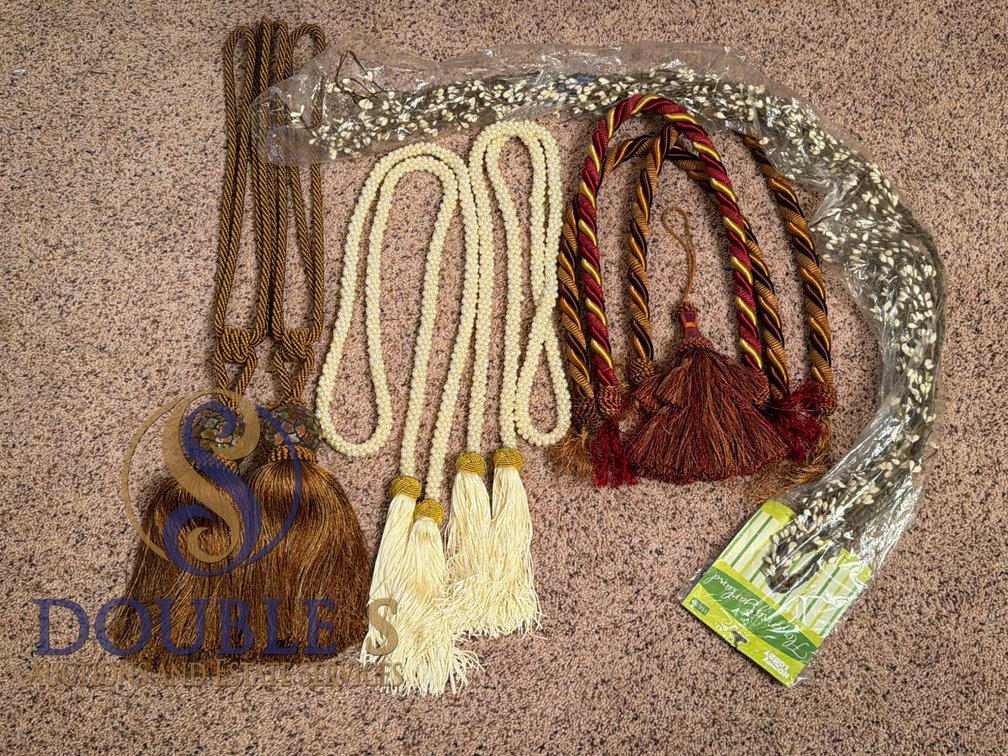 Curtain Tieback Tassels and Decorative Faux Floral Stems
