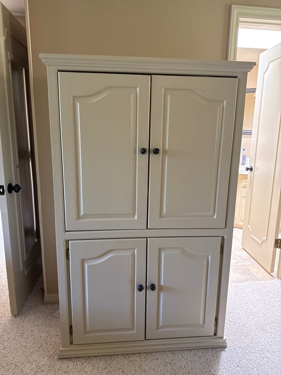 Painted Wood Entertainment Armoire with Double Doors and Interior Shelf