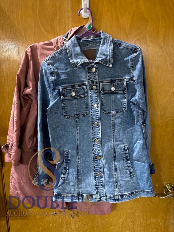 Women's Light Pink Hooded Jacket and Denim Jacket, Sizes Medium