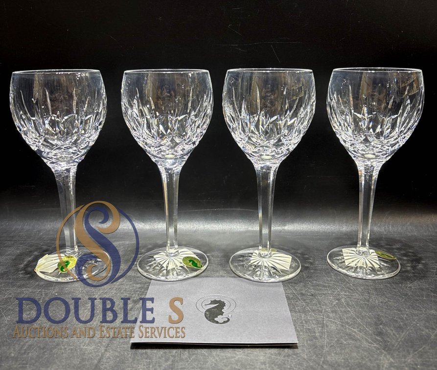 Waterford Ballymore Claret Lead Crystal Glasses, Set of Four, Made in Ireland
