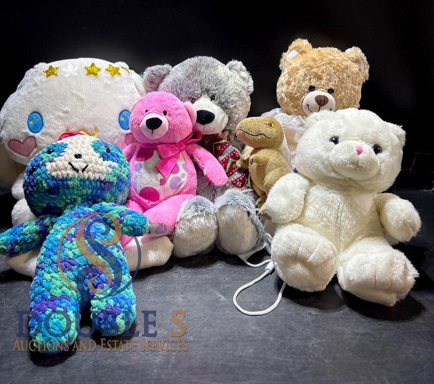 Plush Toys Including Bears, Dragons, and Novelty Characters