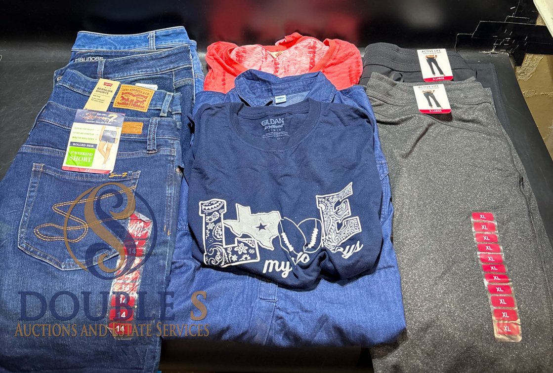 Clothing Lot with Tops, Pants, and Denim Items