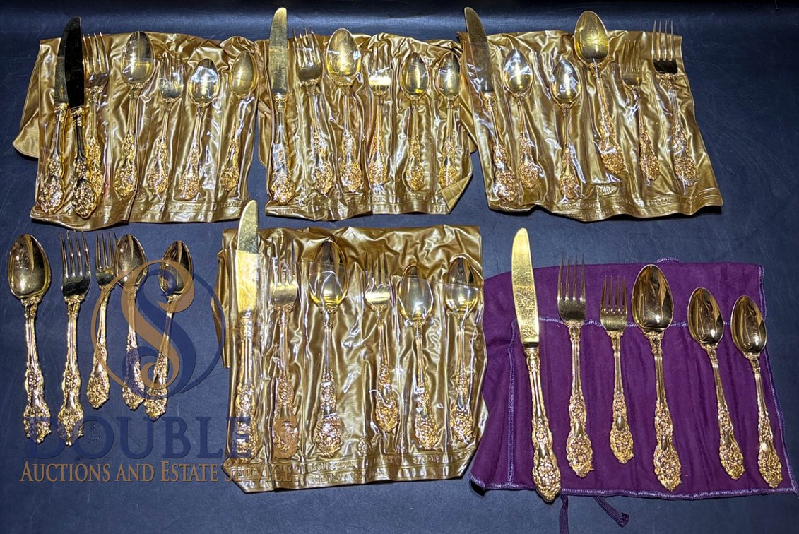 Gold-Plated Flatware Set with Ornate Handles
