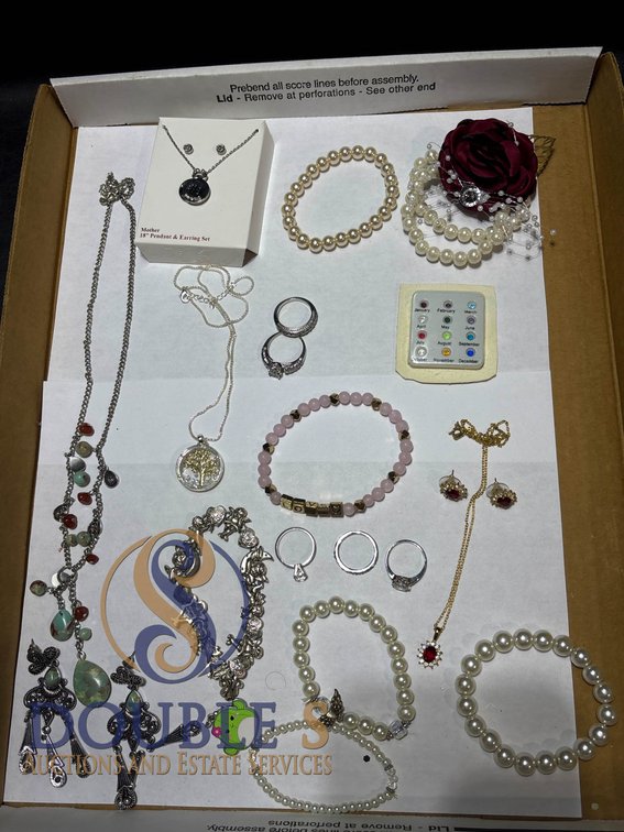 Jewelry Collection Including Necklaces, Bracelets, Rings, and Earrings