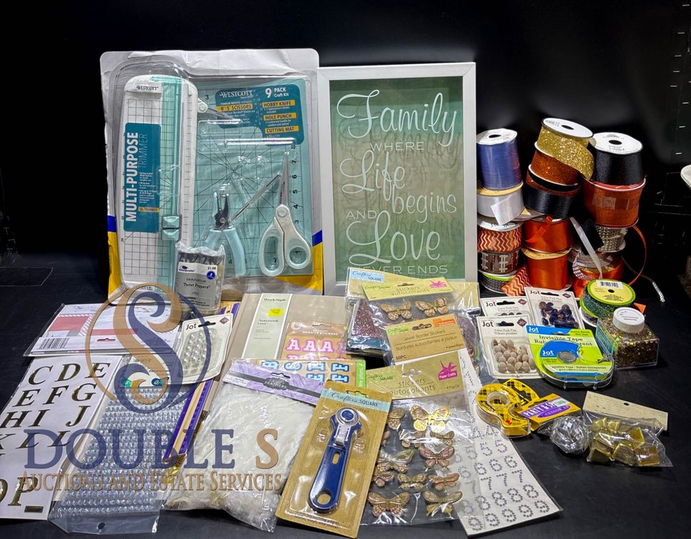 Craft Supplies Bundle with Tools, Embellishments, and Ribbons