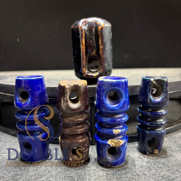 Five Ceramic and Porcelain Wire Insulators