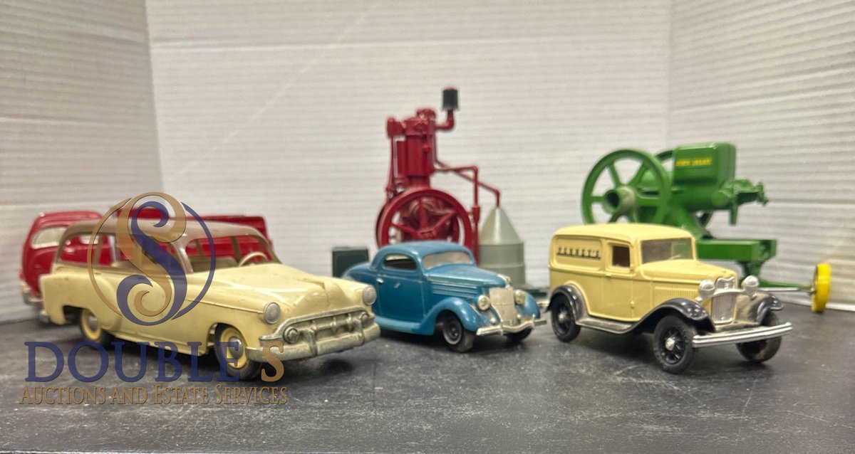 Six Various Cars and Farm Implements