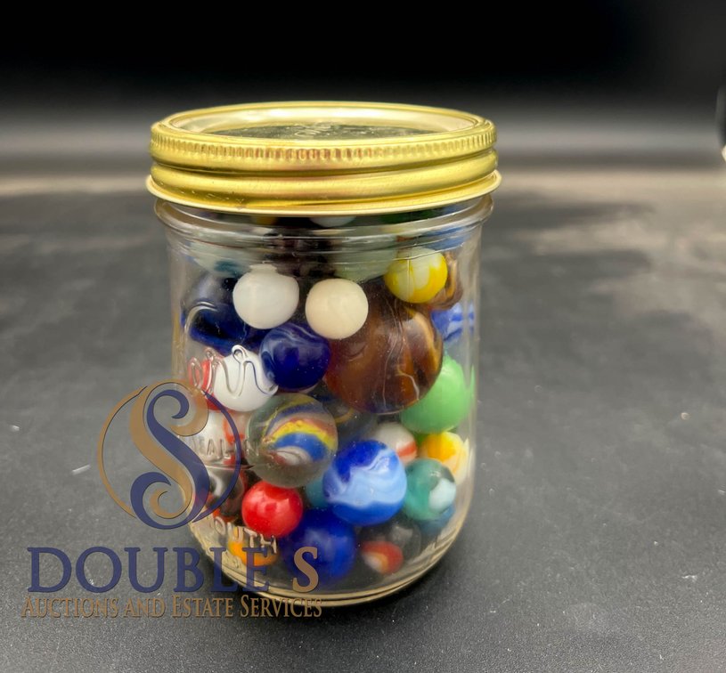 Glass Marbles Assortment in Jar with Lid