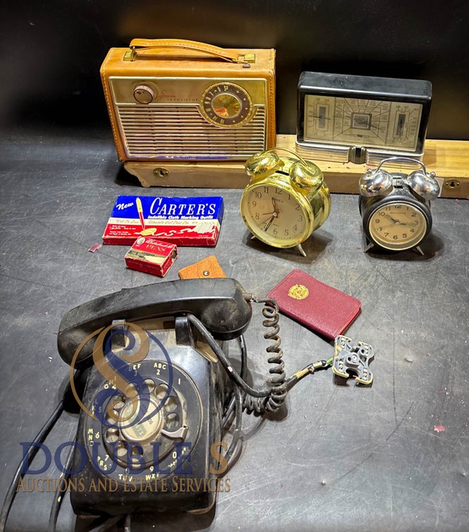 Vintage Electronics, Clocks, Rotary Phone, and Accessories