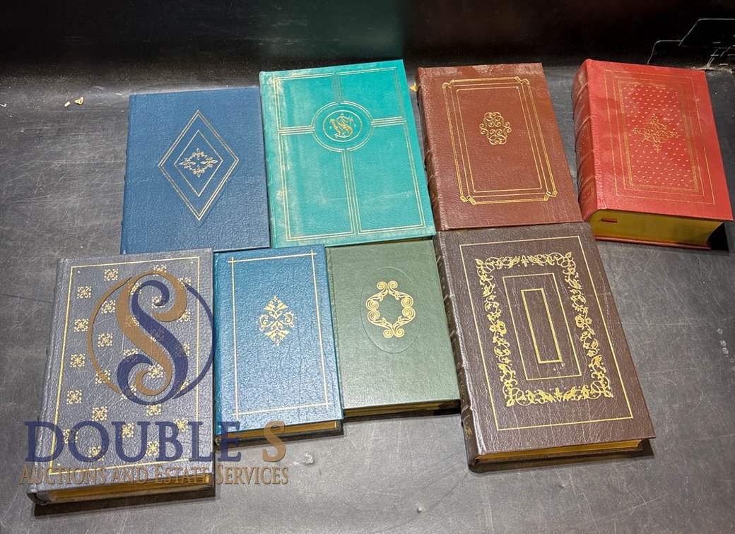 8 Leather-Bound Books with Gilded Covers
