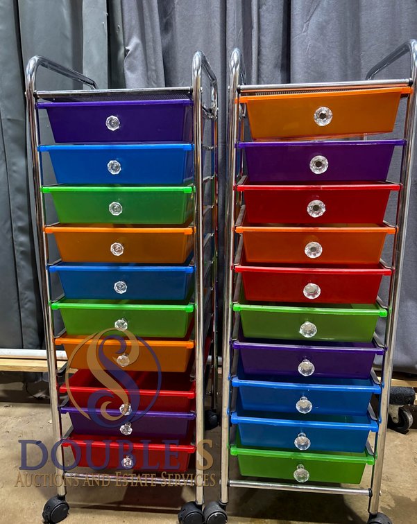 38-Inch Multi-Drawer Rolling Storage Carts With Mesh Tops