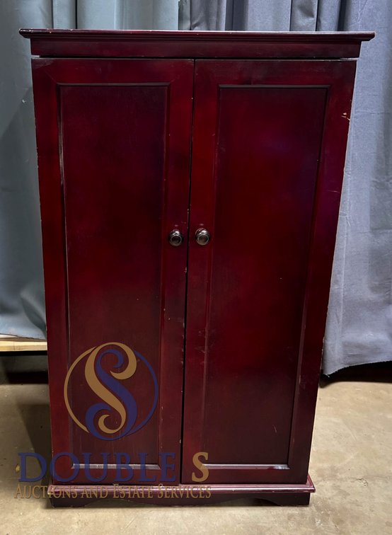 Wooden Cabinet with Dual Doors and Shelving, 24”x14”x30”