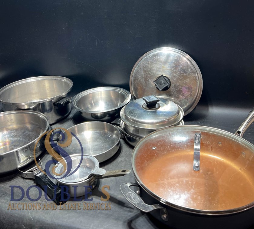 Stainless Steel and Copper Cookware with Lids, 8" to 13"