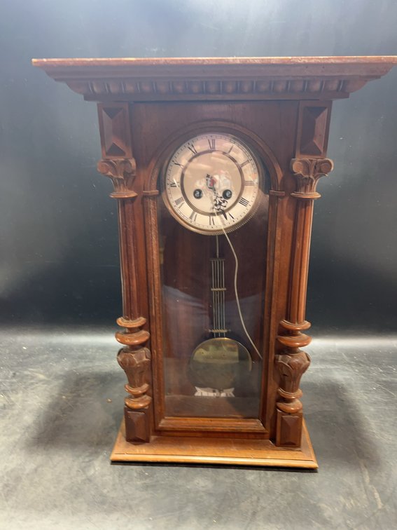 Wood Case Pendulum Wall Clock with Glass Door