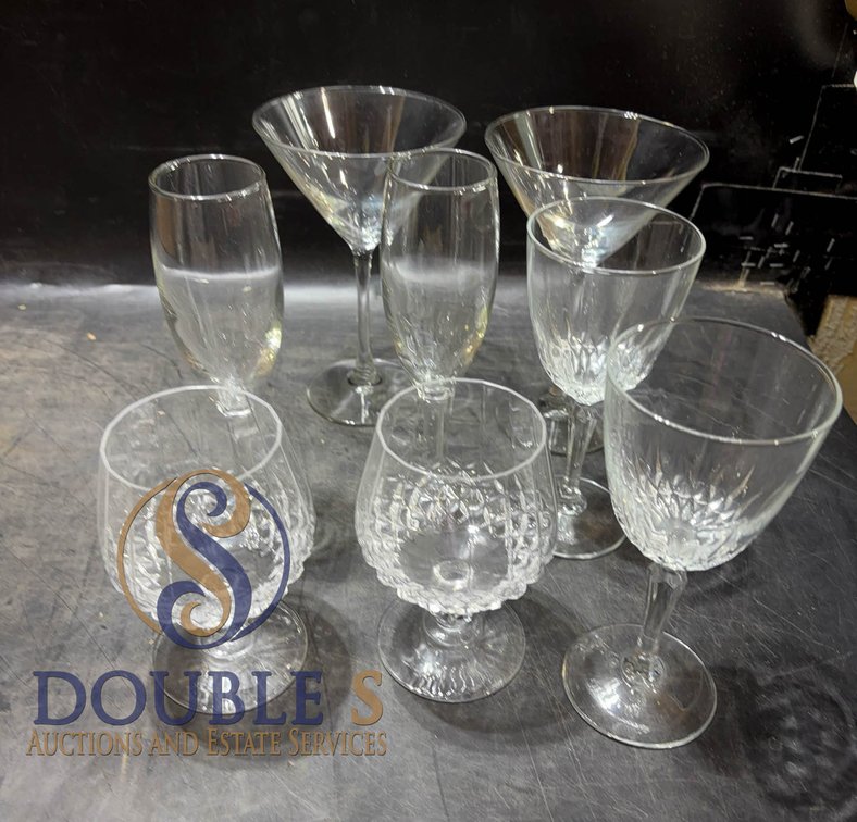Clear Glass Stemware Set of 7