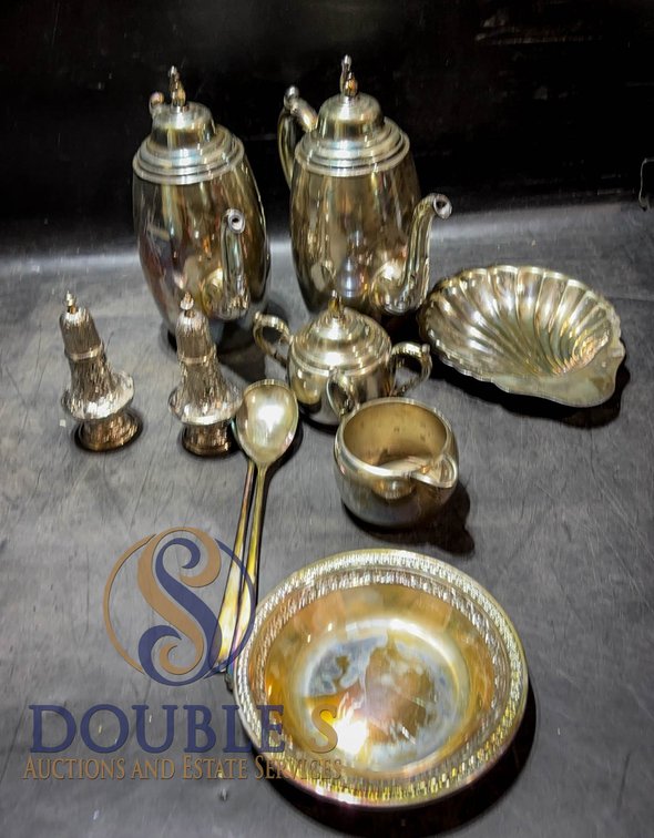 Silverplate Tea Set and Tableware Assortment