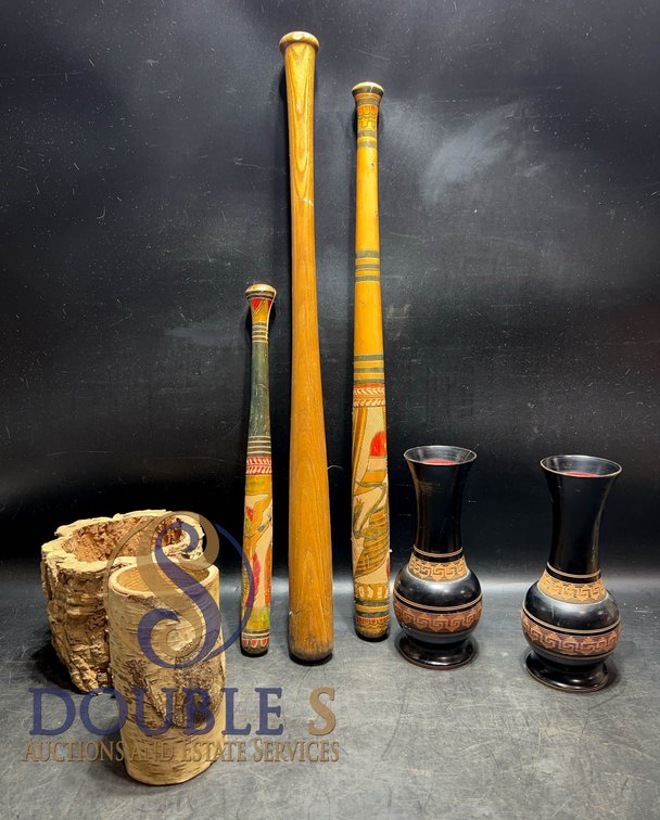 Vintage Wood Decor and Vases