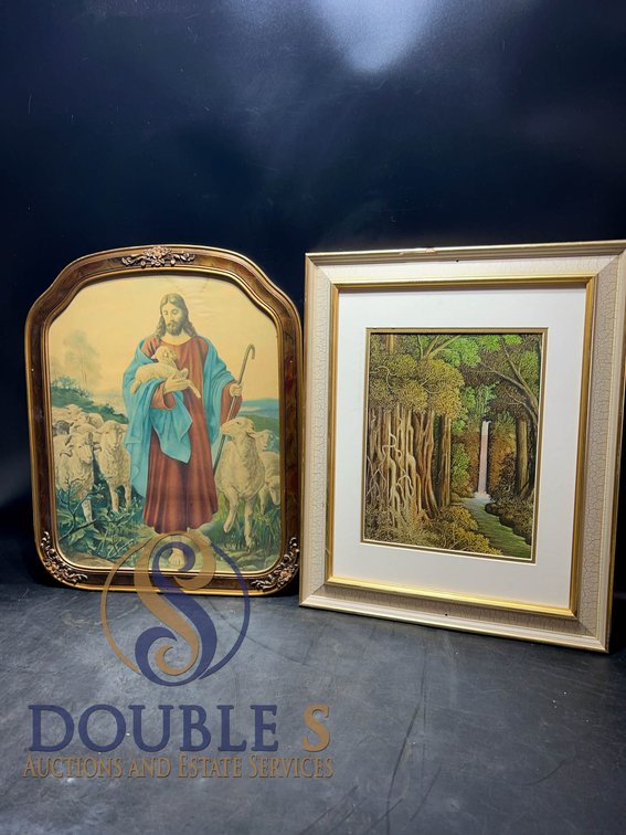 Framed Prints: Jesus with Sheep and Forest Scene