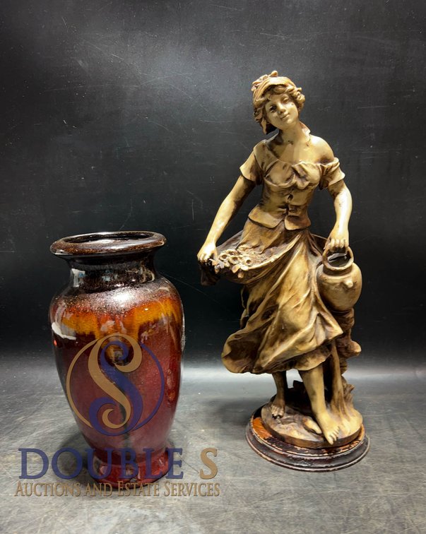 Ceramic Vase and Female Figurine Pair