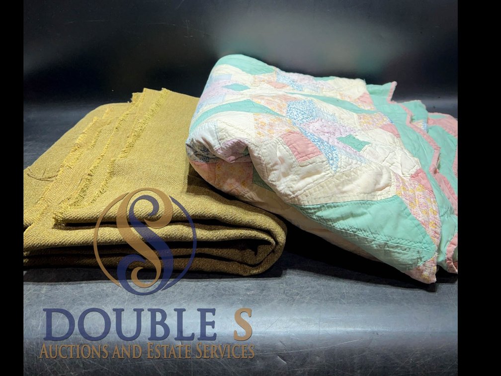 Green Fabric 64x80 and Patchwork Quilt 74x88
