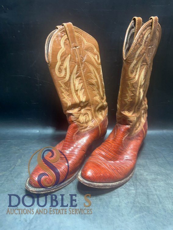 Justin Lizard Skin Cowboy Boots, Size 10.5 EE