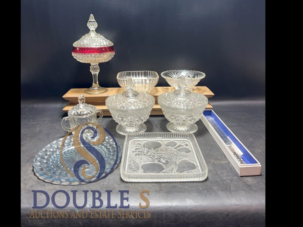 Pressed and Cut Glass Servingware Assortment