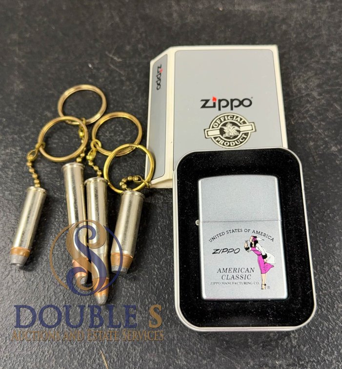 Zippo Lighter with Bullet Keychains