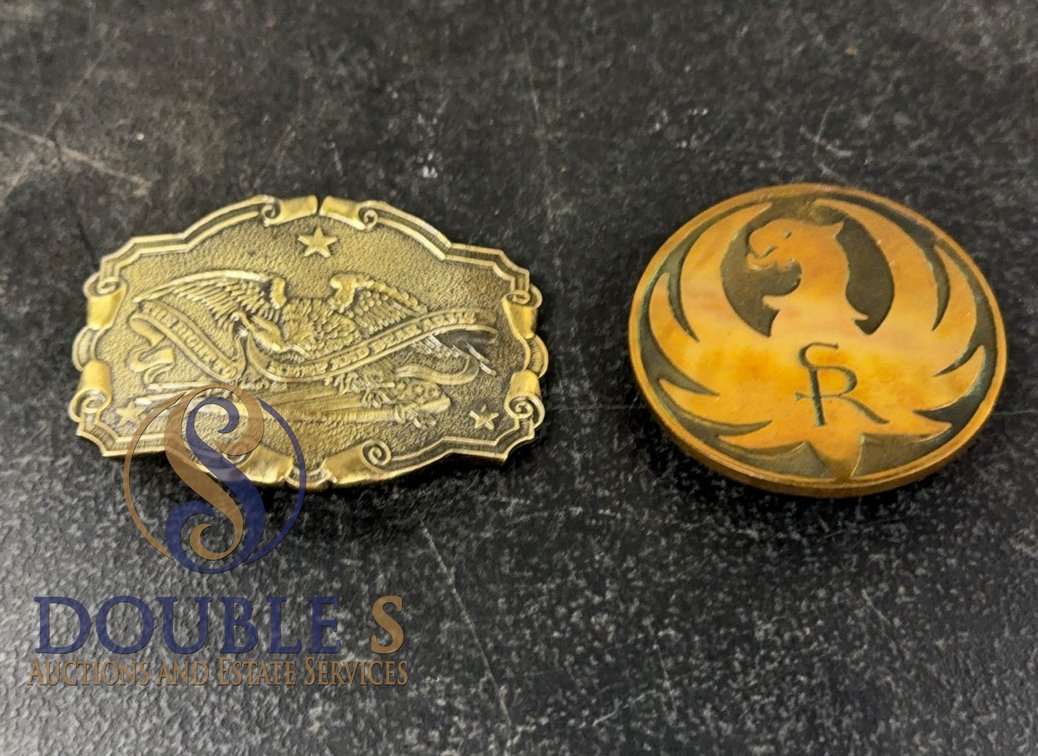 Two Metal Belt Buckles: Ruger and Scout