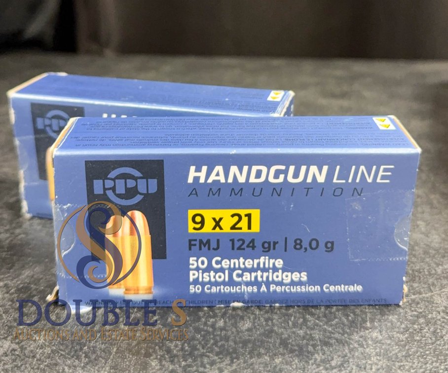 Two Boxes PPU 9x21 FMJ 124gr Handgun Ammo