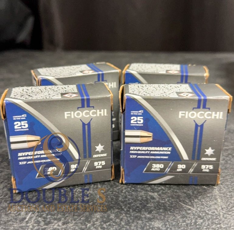 Fiocchi 380 Auto 90gr JHP Ammunition, 4 Boxes
