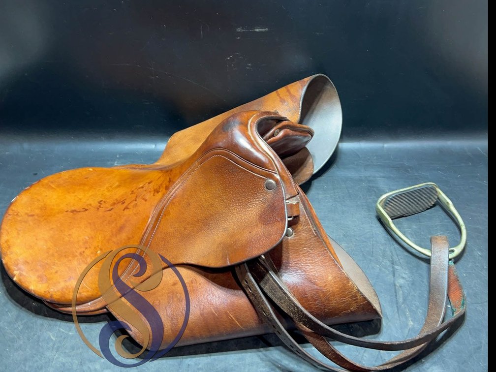 Leather English Saddle with Single Stirrup